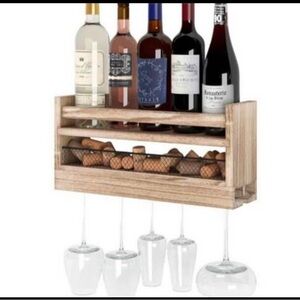 Wooden Wine Rack with Glass Holder